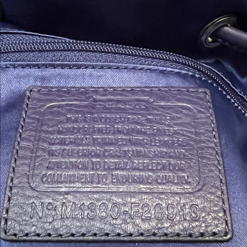 Coach Cream Navy Blue Drawstring Shoulder Bag